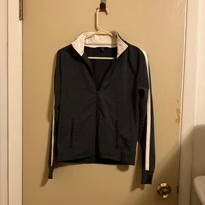 GAP Dark Gray Zip-Up Utility Jacket with White Stripes